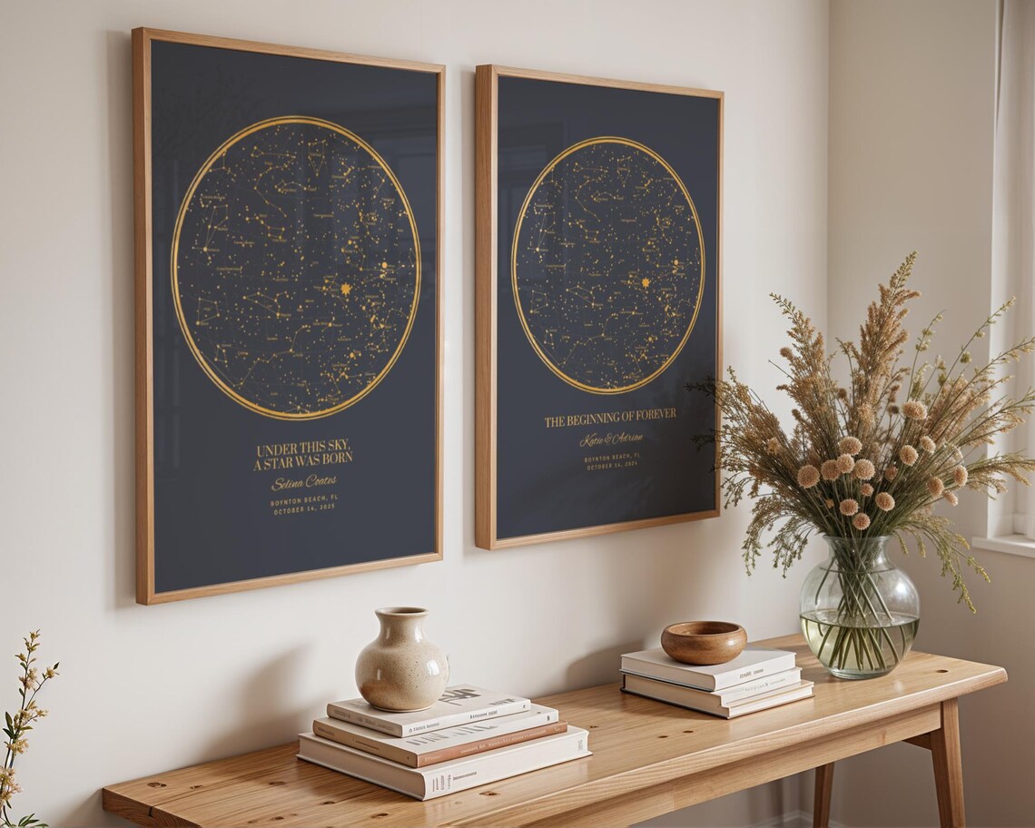 Family star map displayed in a real home