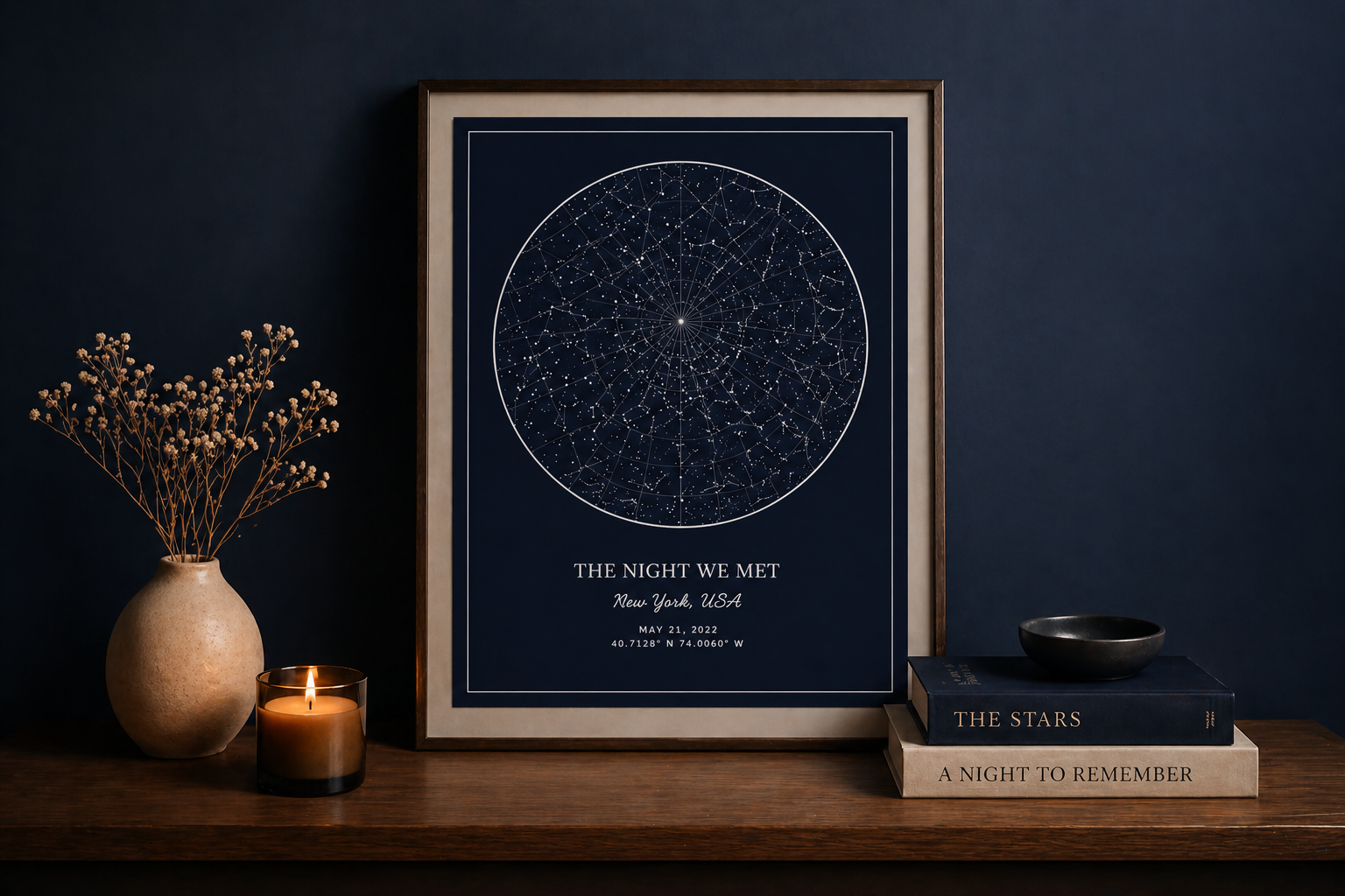 Star map displayed in a living room